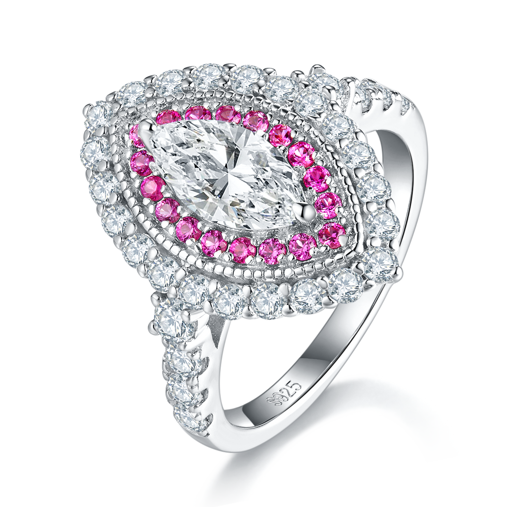 Moissanite Ring mit Doppelhallo