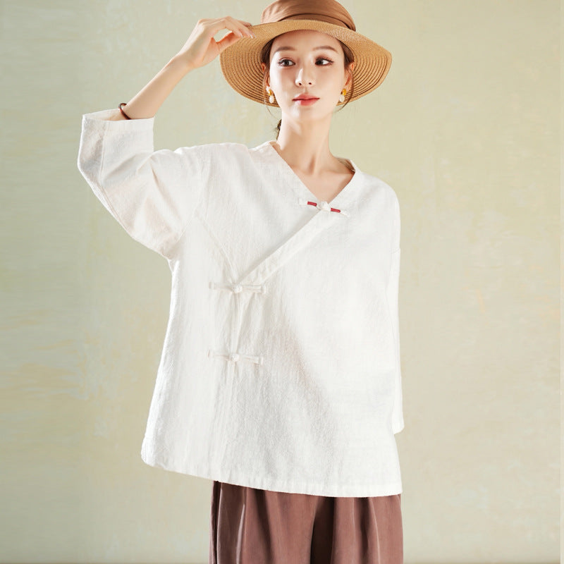 Vintage-Top mit diagonalem Verschluss