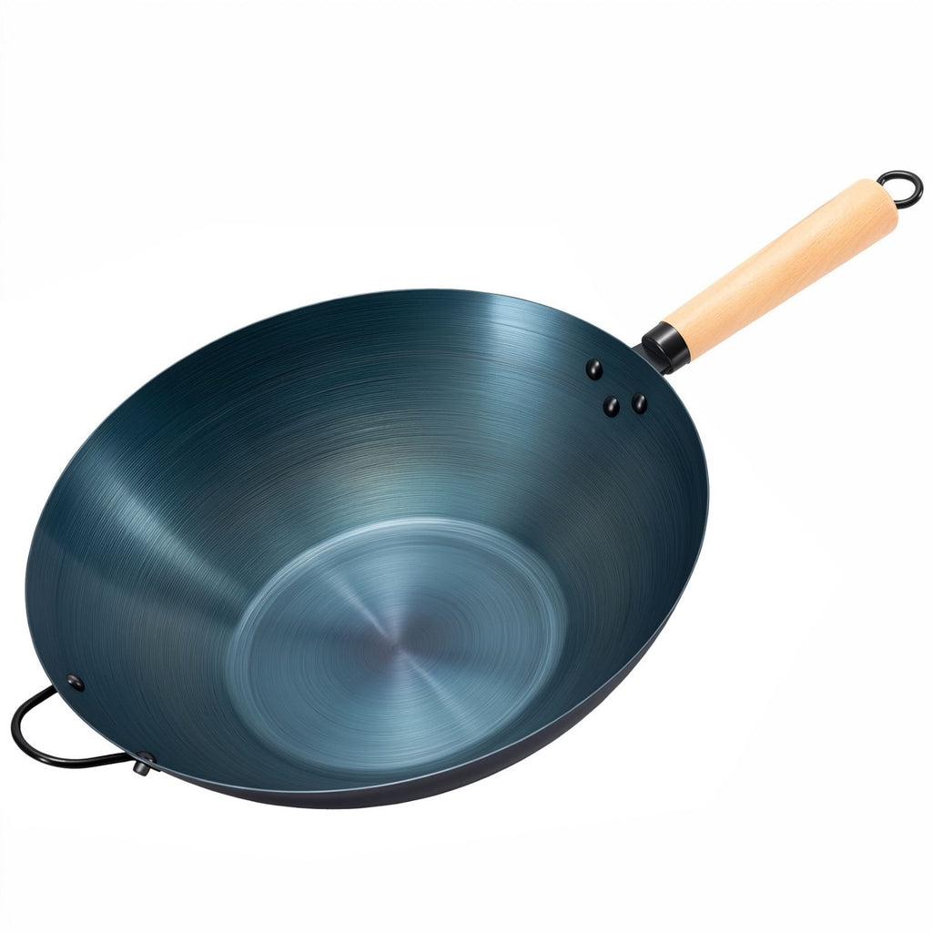 Wok aus Karbonstahl mit flachem Boden