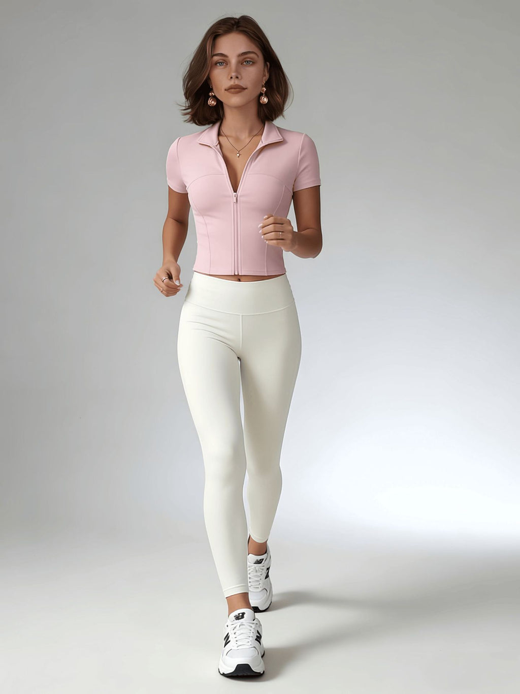 Damen Langarm Yoga Top mit Reissverschluss