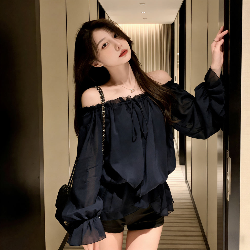 Elegante Chiffon-Bluse mit One-Shoulder-Design