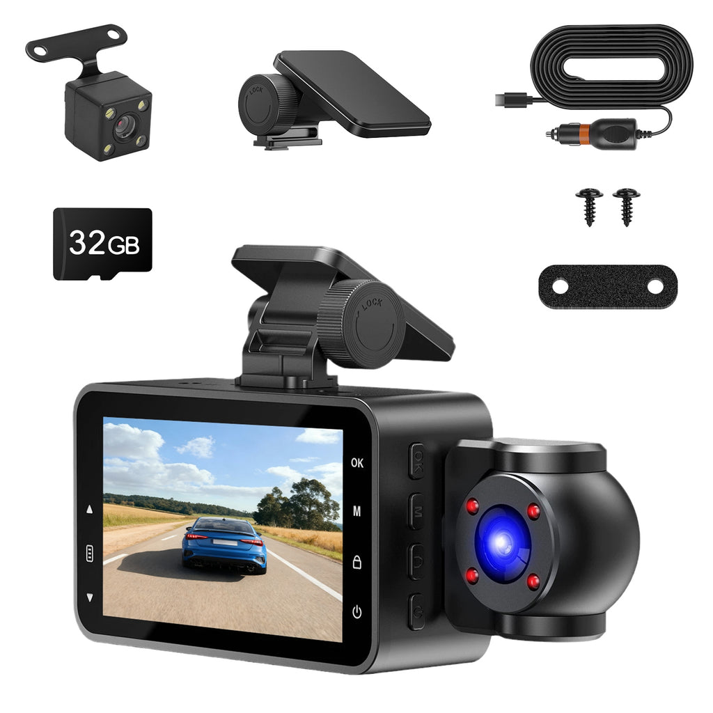 3-Kanal-Dashcam mit 1080p und Nachtsicht