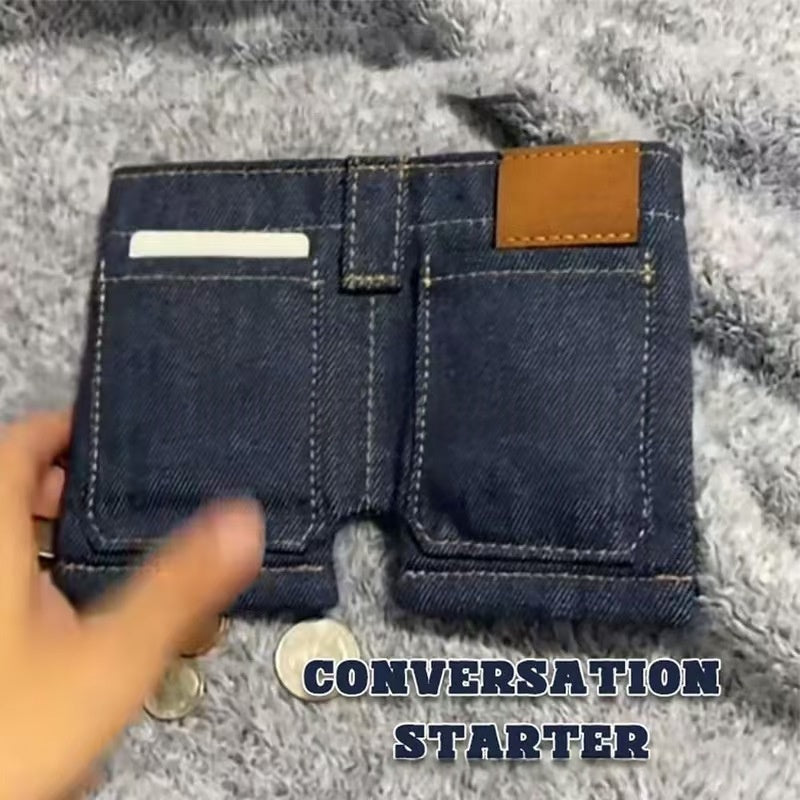 Jeans-Geldbörse faltbar blau grau – Bild 2 | LuxeStyle