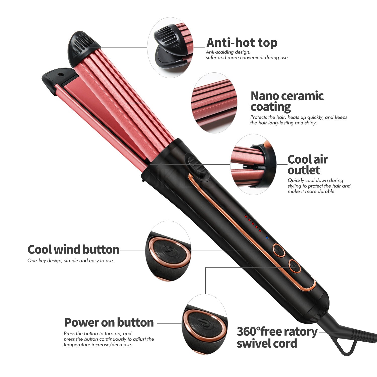 Mini Lockenstab für nasse und trockene Haare