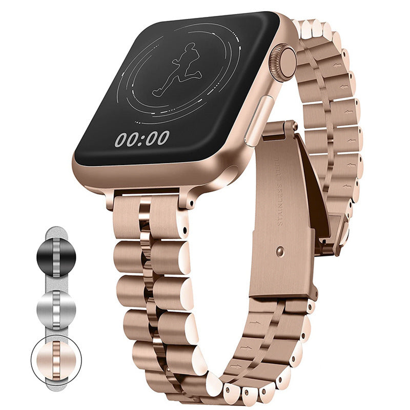 Uhrenarmband Edelstahl Halbkreis mit drei Perlen – Bild 3 | LuxeStyle