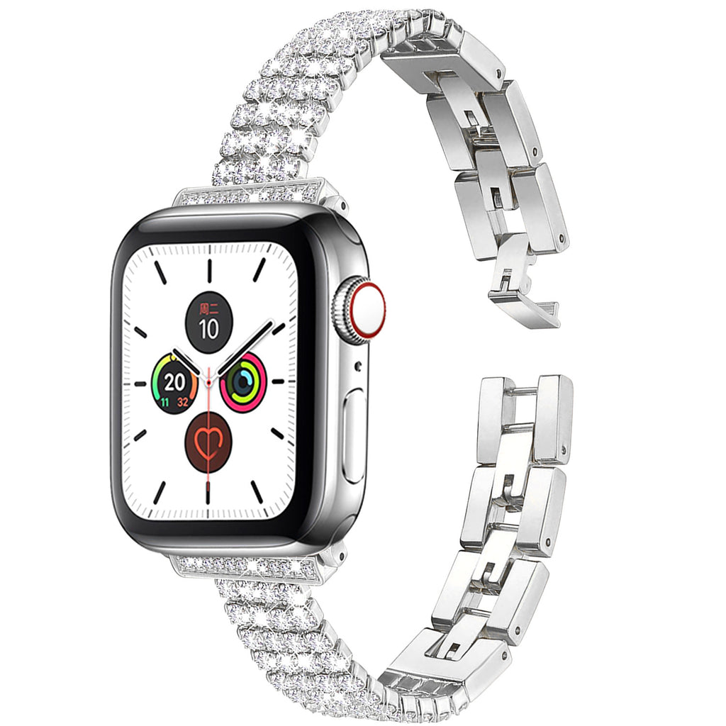 Vierreihiges Metallarmband mit Strasssteinen – Bild 7 | LuxeStyle