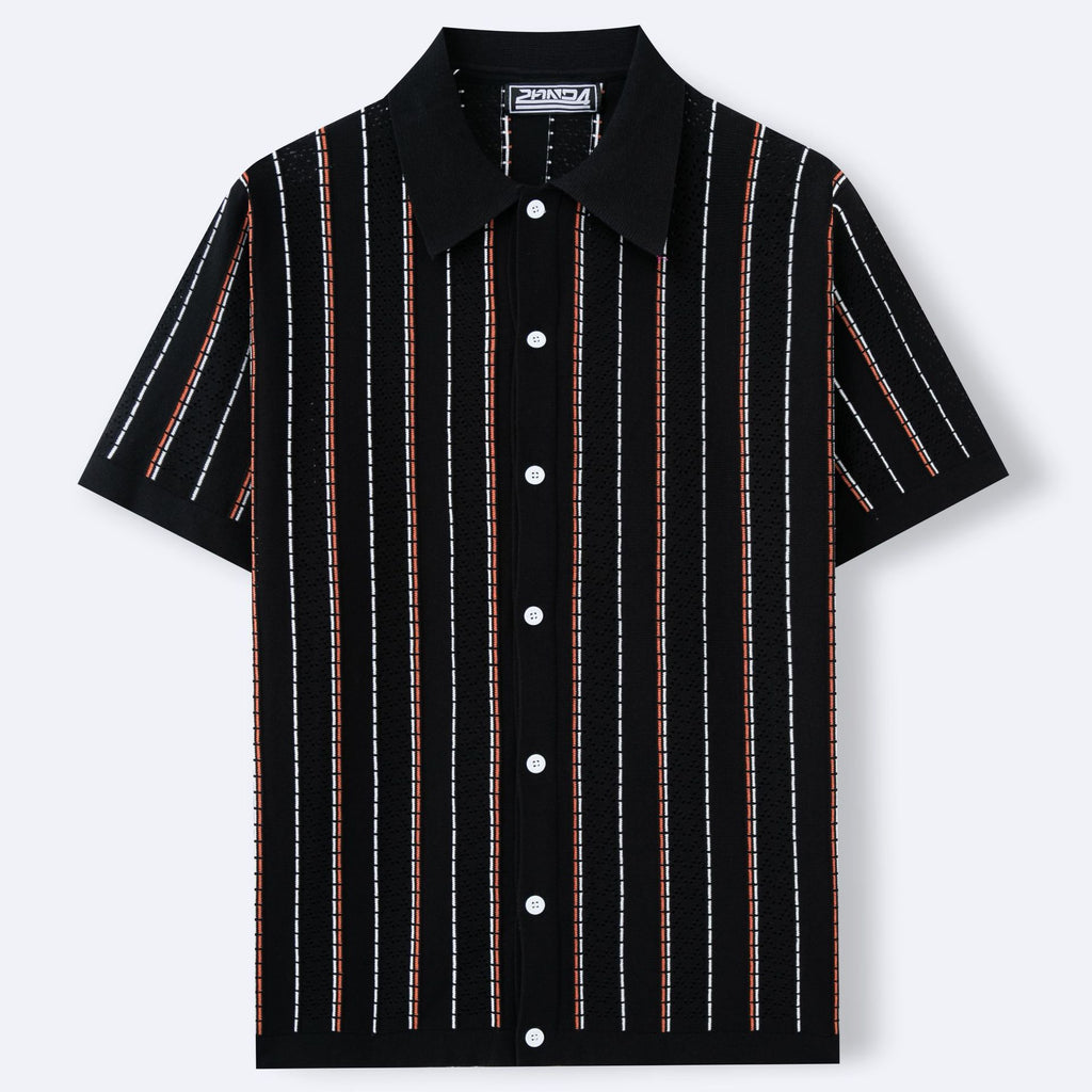 Gestreiftes Kurzarm-Stricktop für Herren