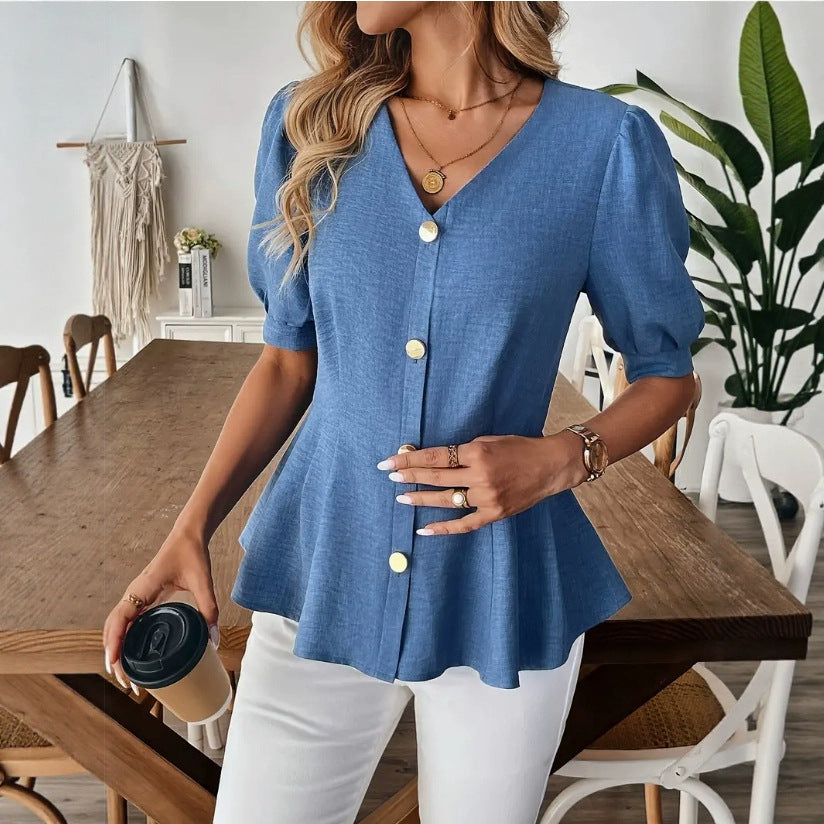 V-Ausschnitt Slim-Fit Figure-Lifting Shirt – Bild 7 | LuxeStyle