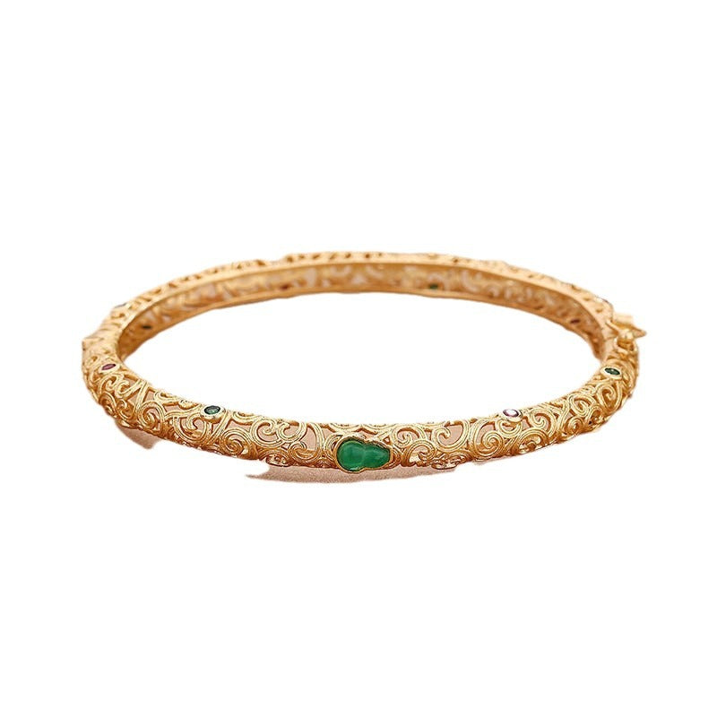 Vergoldetes Jade Armband mit Glückswolken | LuxeStyle