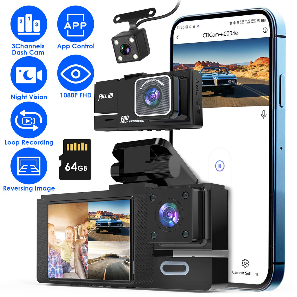 3-Kanal-Dashcam mit Nachtsicht
