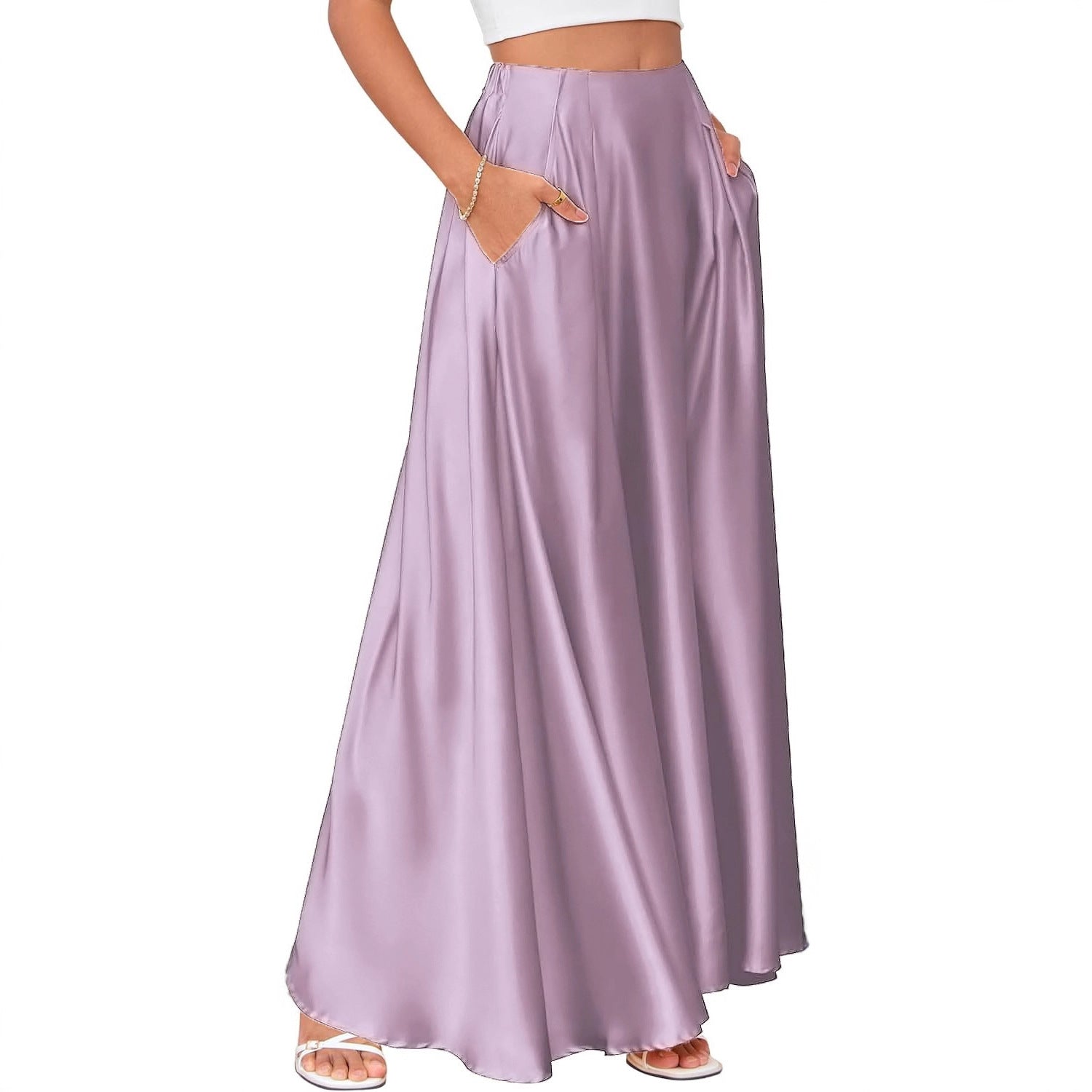 Eleganter Satin A-Linien Rock für Damen – Ansicht 6