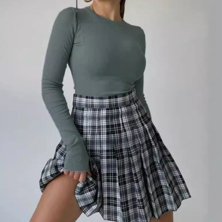 Rundhals Langarm-Pullover für Damen