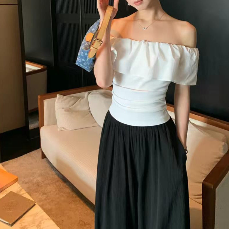 Runaway Girl Off-Shoulder T-Shirt mit Rüschen