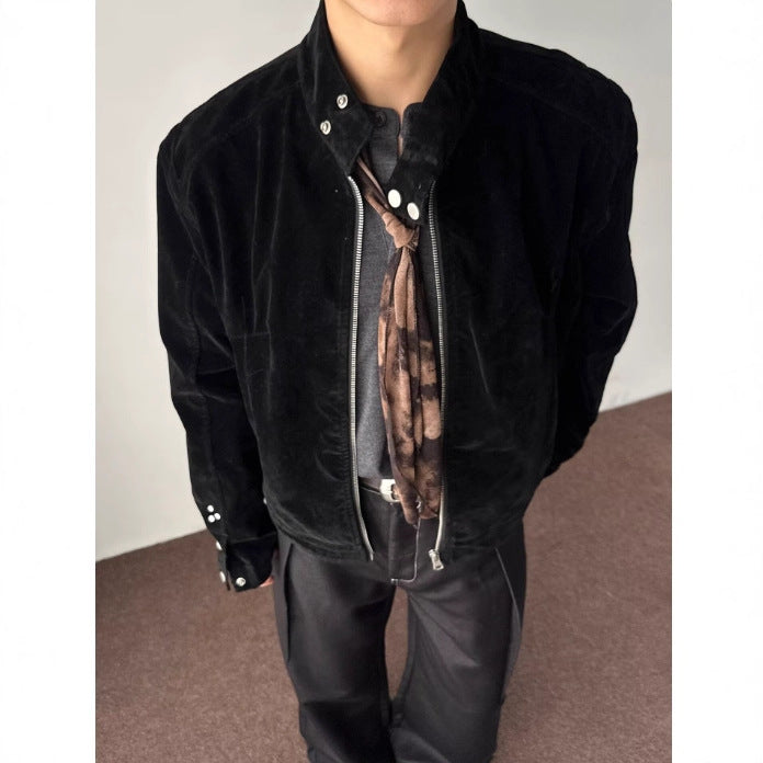 Harringtonjacke mit Standkragen aus Samt – Bild 4 | LuxeStyle
