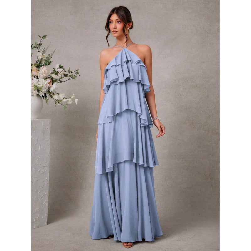 Damen Chiffon Neckholder-Kleid