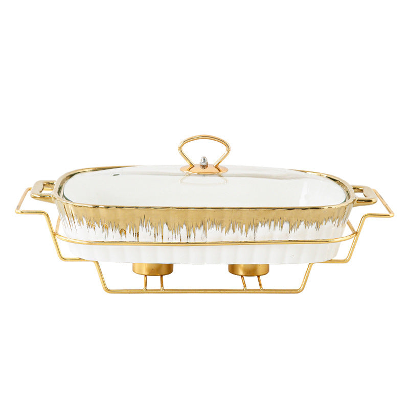 Goldplattierte Rechteckige Casserole mit Deckel