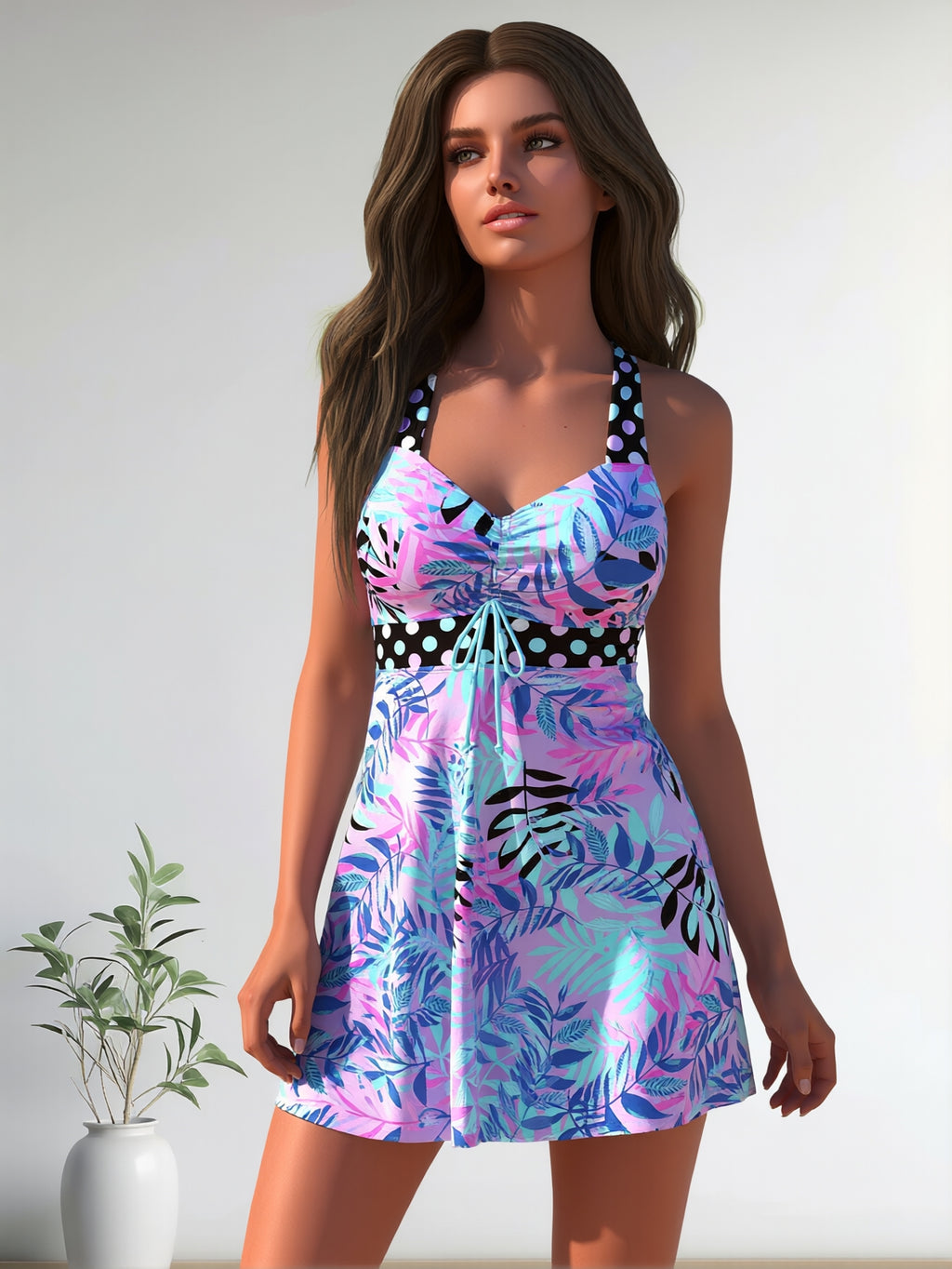 Eleganter Tankini mit hohem Kragen
