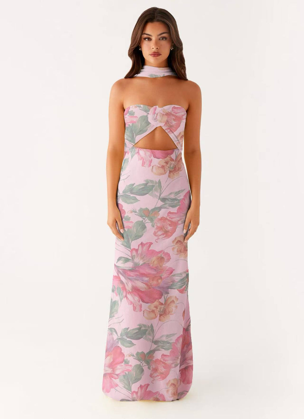 Blumiges Kleid mit Schnürung
