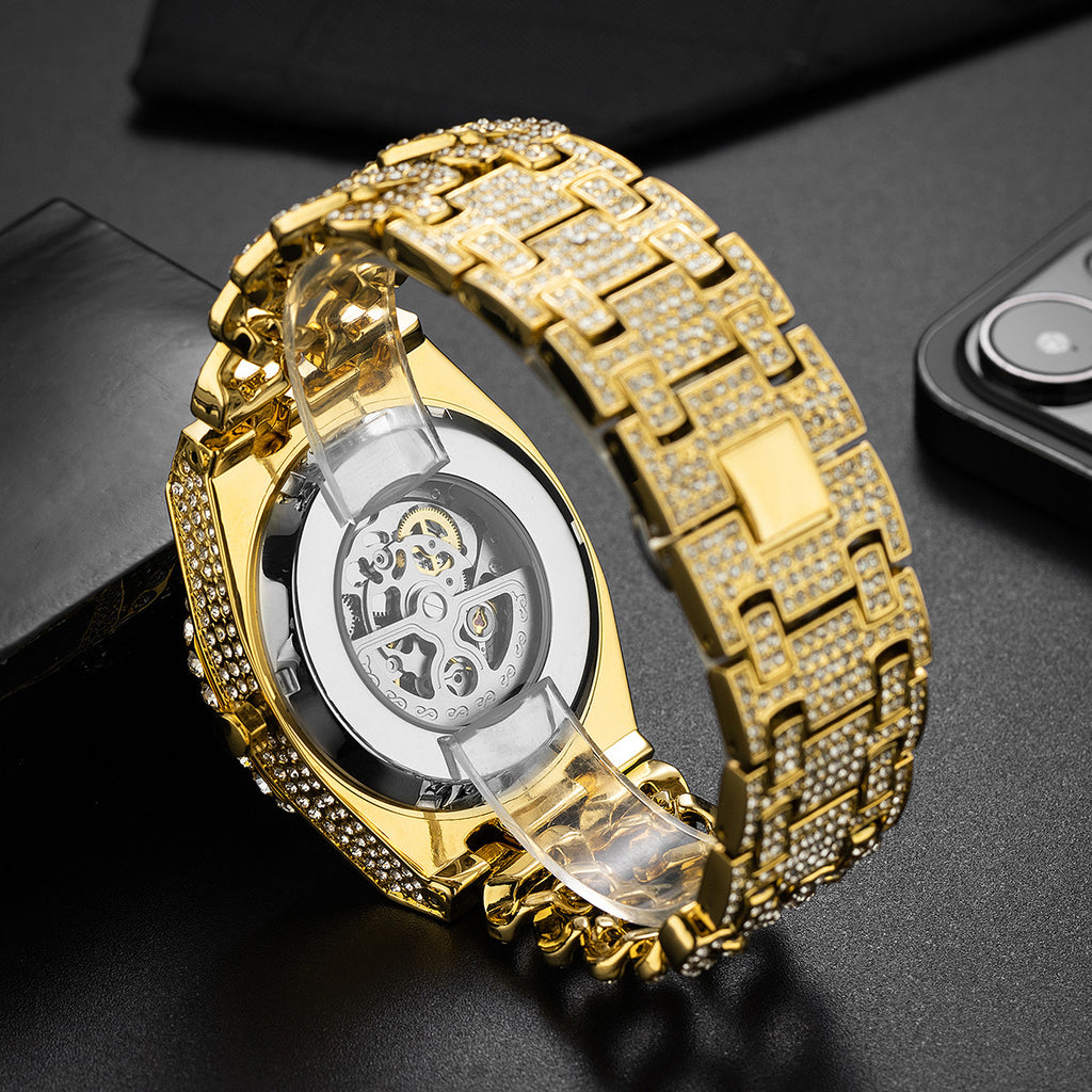 Männliche Hip-Hop-Armbanduhr mit Volldiamanten