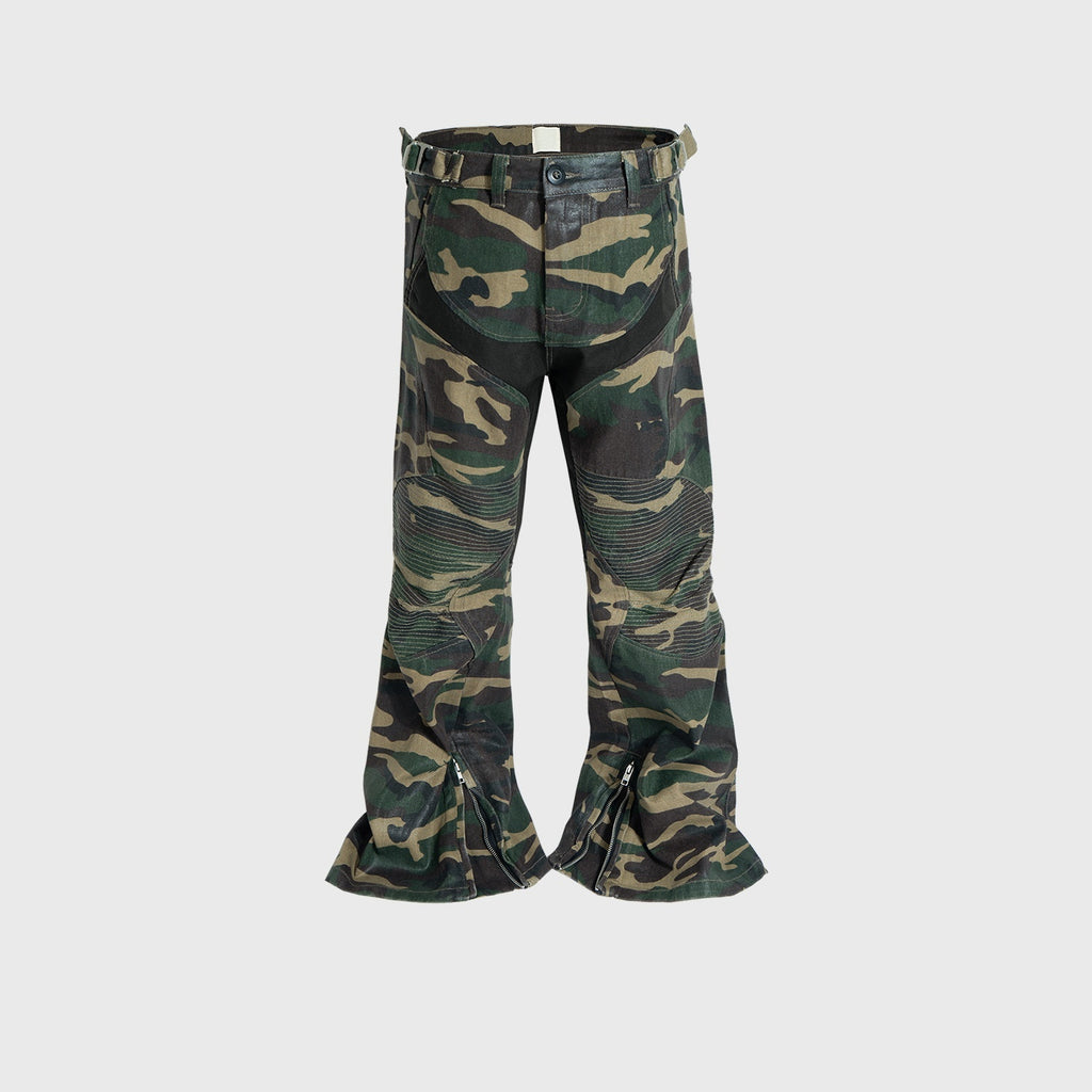 Zipper-Weitbein-Hose mit identischem Nahtdesign