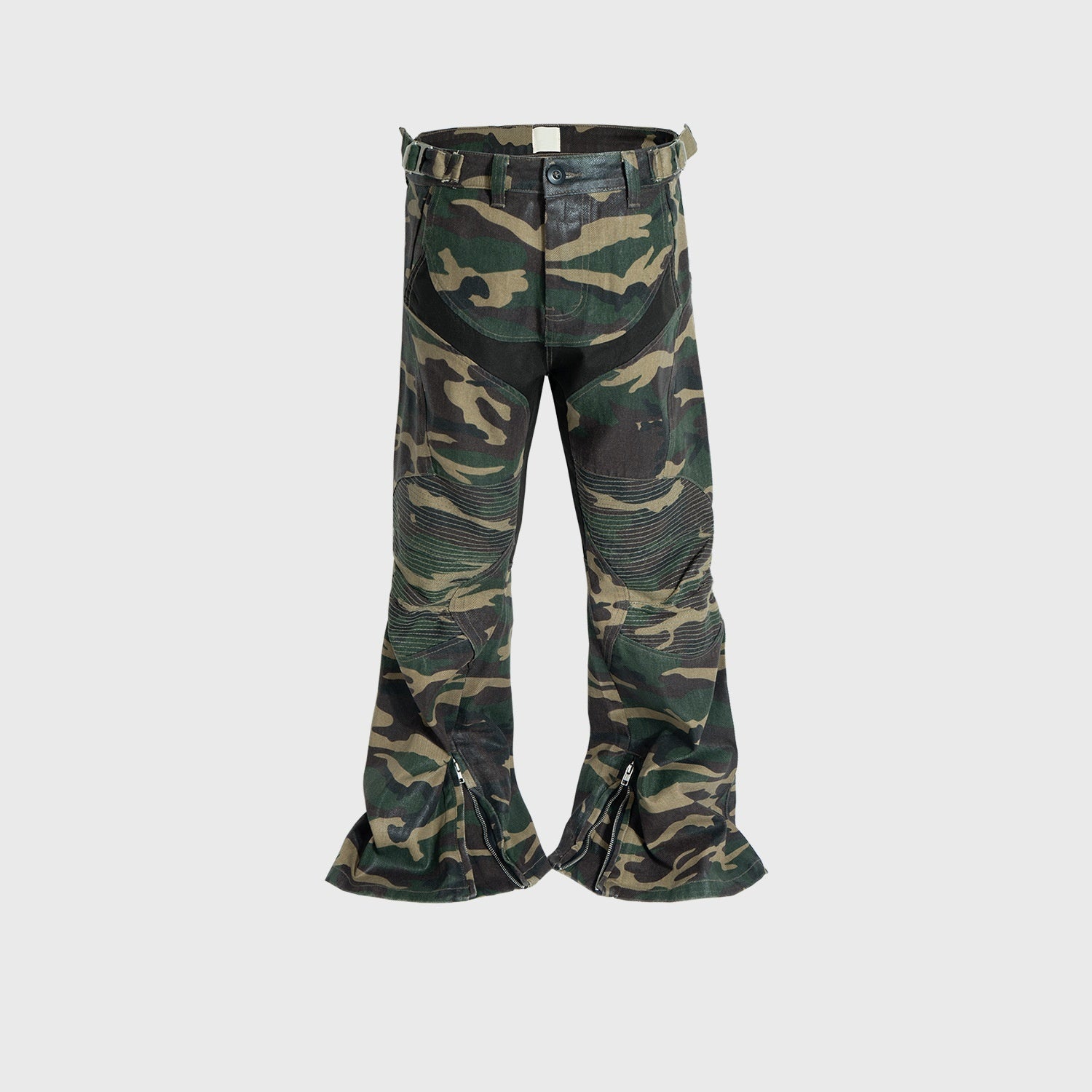 Zipper-Weitbein-Hose mit identischem Nahtdesign