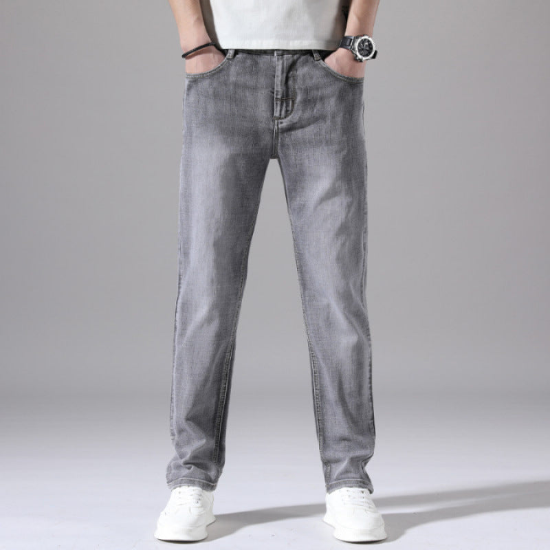 Herren-Retro Stretchhose Gerade Dunkelgrau