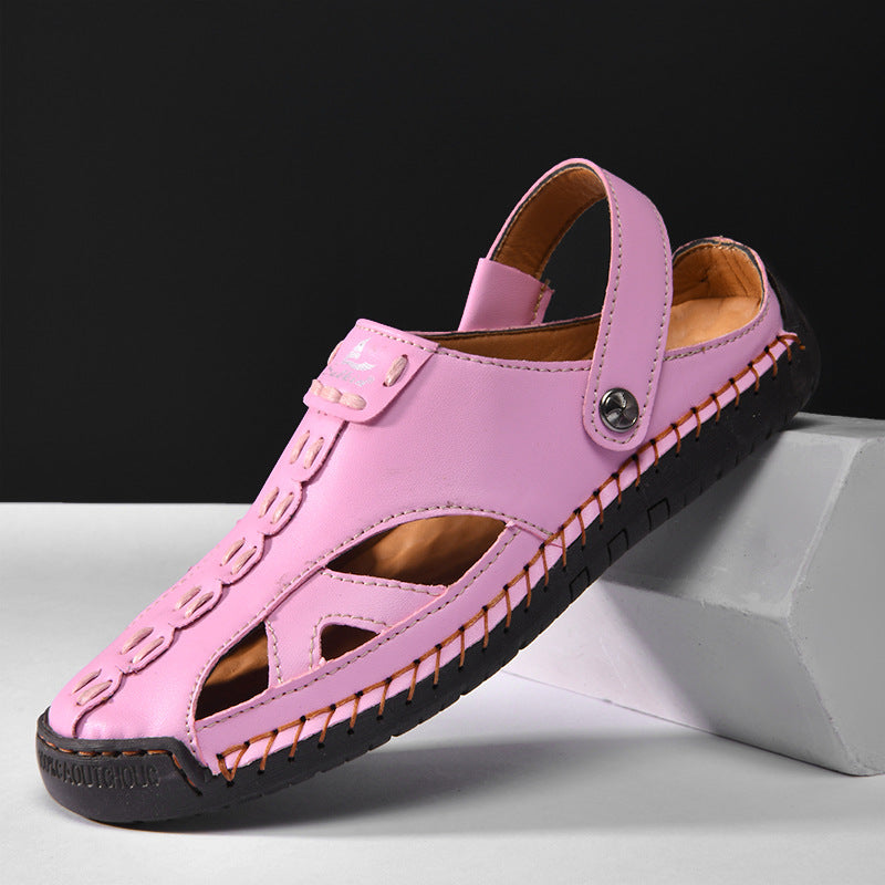 Helle Sandalen mit Zehenkappe und Lochmuster – Bild 6 | LuxeStyle