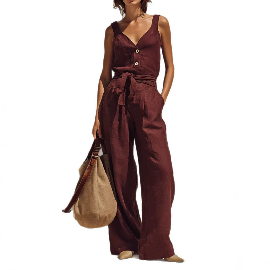 Ärmelloser Jumpsuit mit weitem Bein
