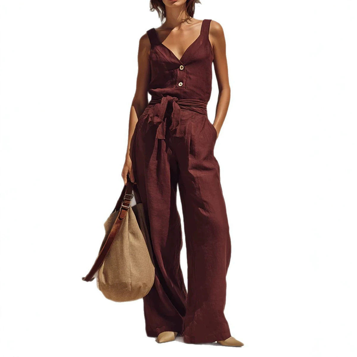 Ärmelloser Jumpsuit mit weitem Bein