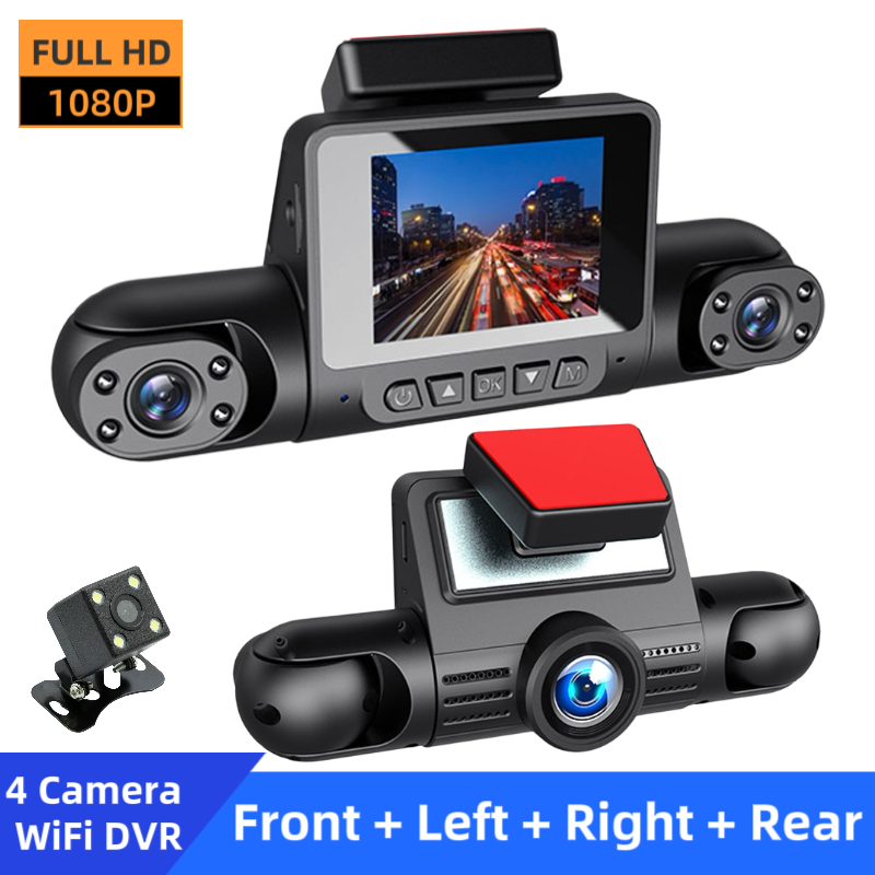 1080P HD-Fahrzeugrekorder mit 4 Kameras, HD-Nachtsicht, Vorne/Hinten/L