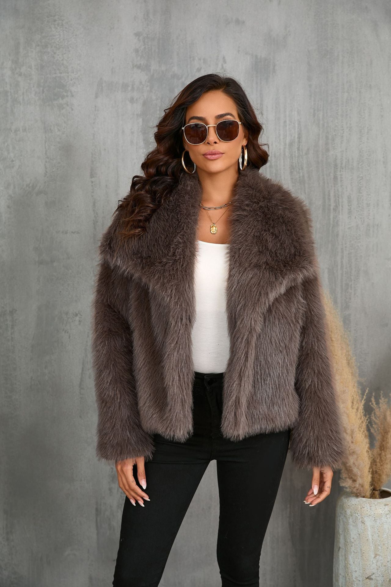 Winter Plüschjacke – Flauschige Lapel Jacke