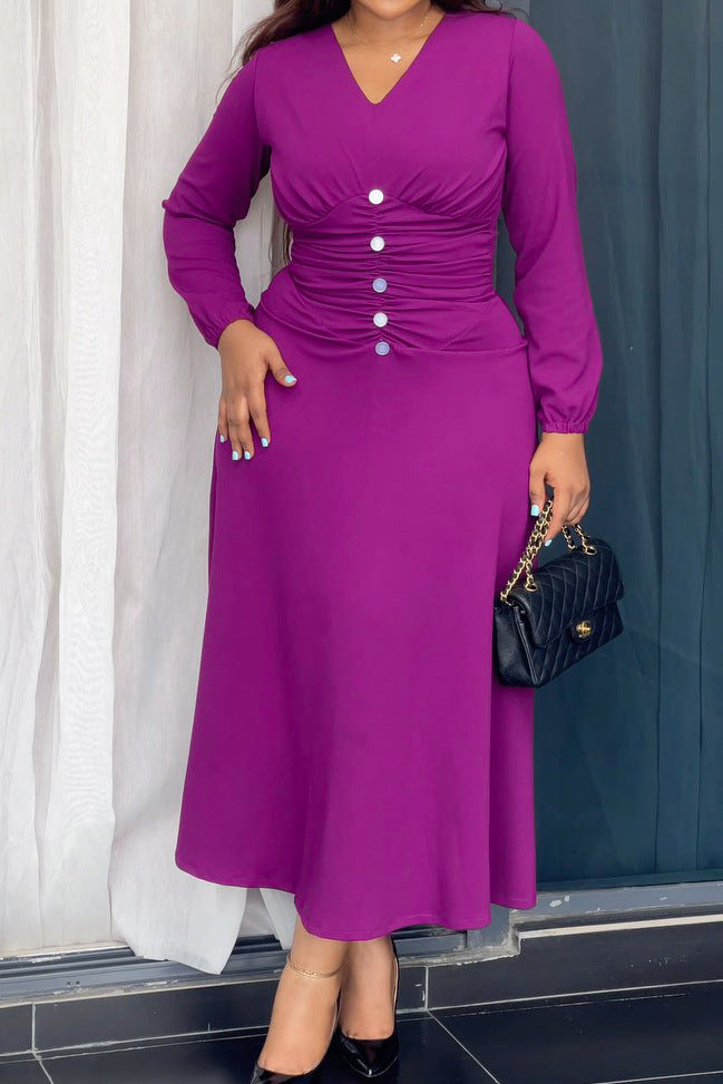 Elegantes A-Linien Kleid mit langen Ärmeln – Bild 7 | LuxeStyle