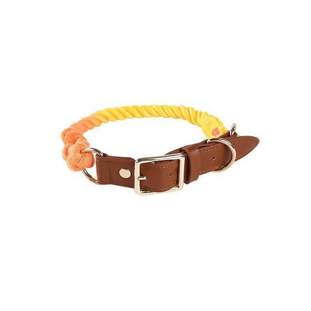 Baumwollseil-Leder-Leinen-Halsband-Set für Hunde | LuxeStyle