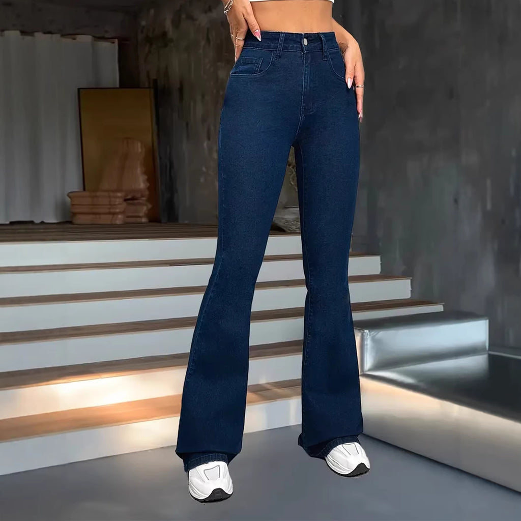 Dunkelblaue Damenhose mit Knöpfen