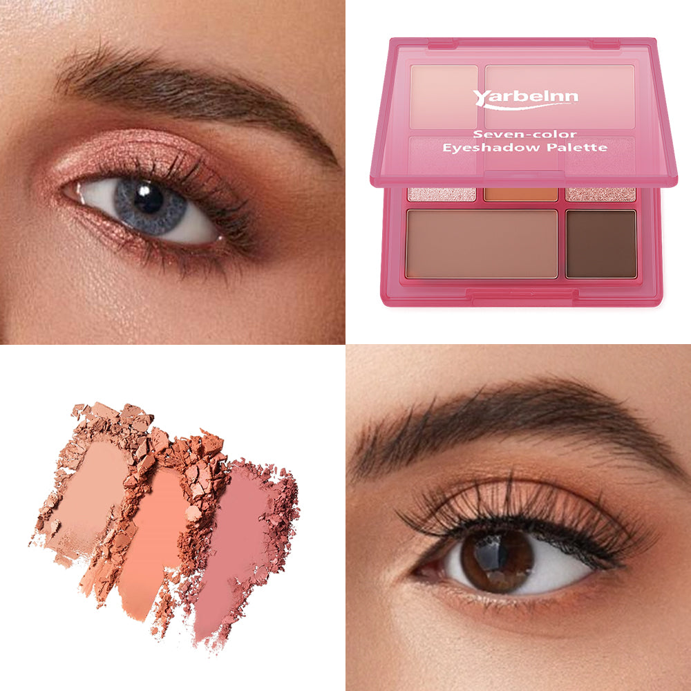 7-farbige Multifunktions-Eyeshadowpalette, Erde-Töne, Matt & Glitzer,