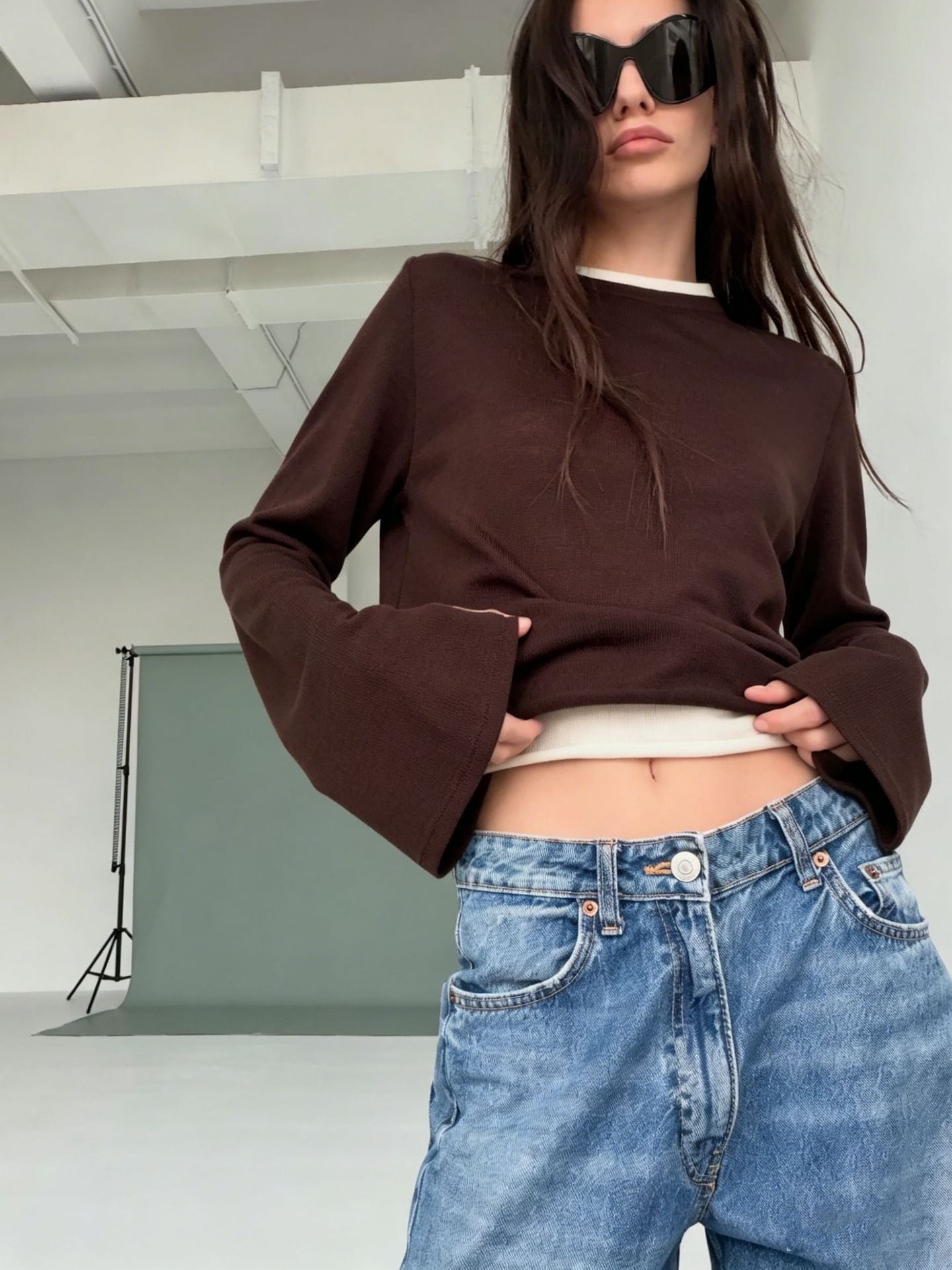 Strick-Bluse «Maglia» · Hollow-out, Loose Langarm