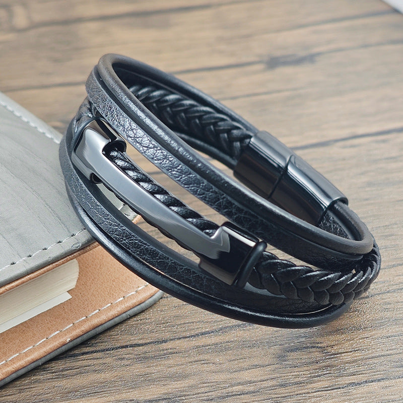 Schwarzes Lederarmband – Bild 3 | LuxeStyle