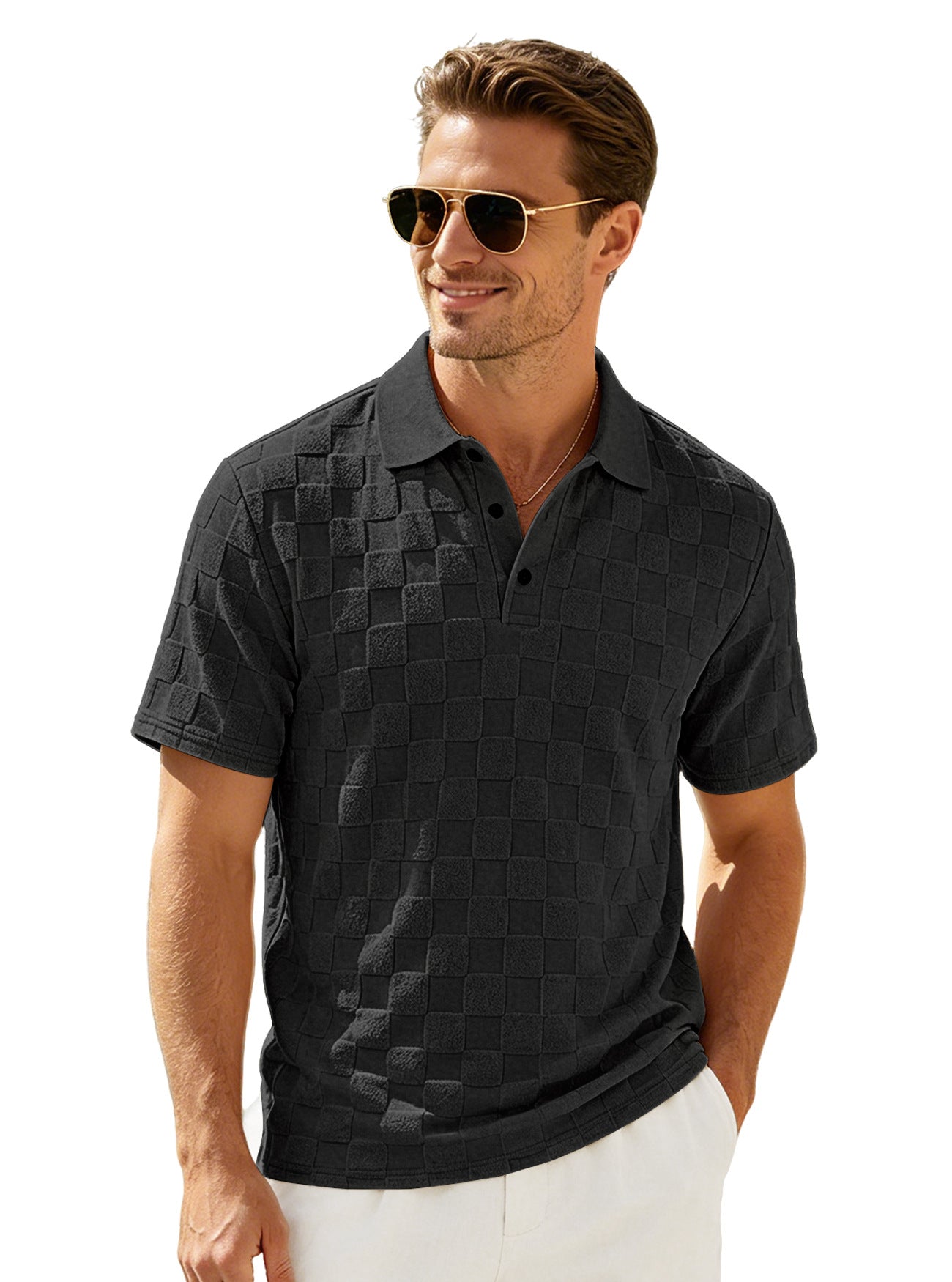Herren Jacquard Polo-Shirt mit Reverskragen