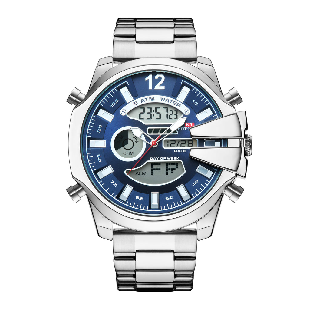 Sportliche Herrenuhr mit Doppel-Display