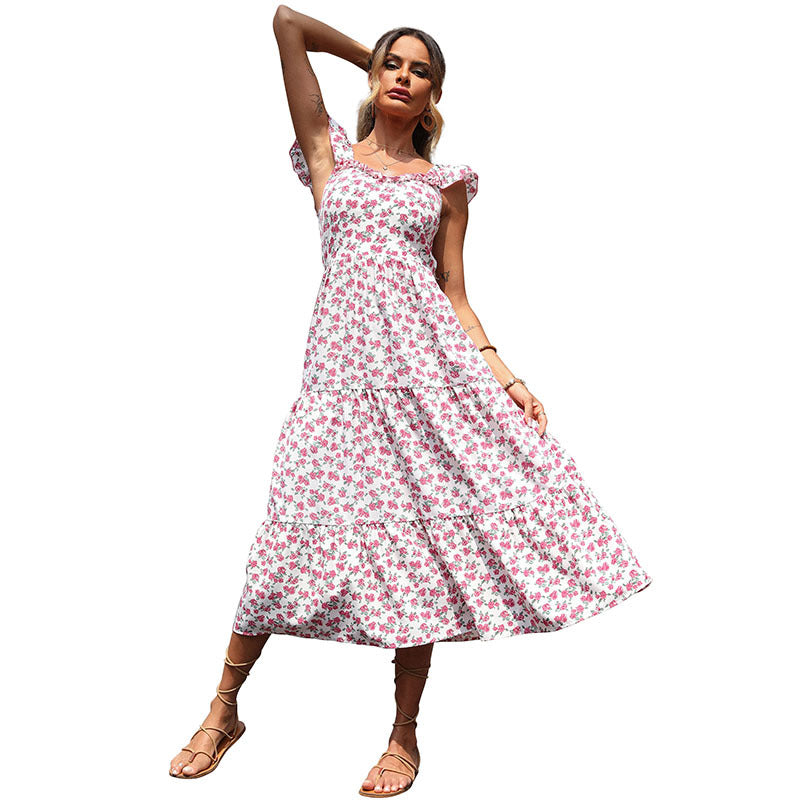 Ärmelloses Blumenkleid für Damen