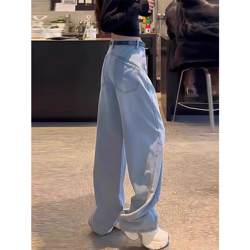 Weisse Gerade Beine Jeans für Grössen