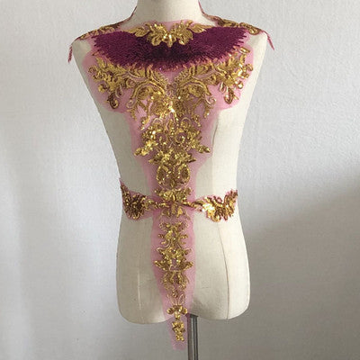 Pailletten Blumen Gaze Stickerei Applikation – Bild 7 | LuxeStyle