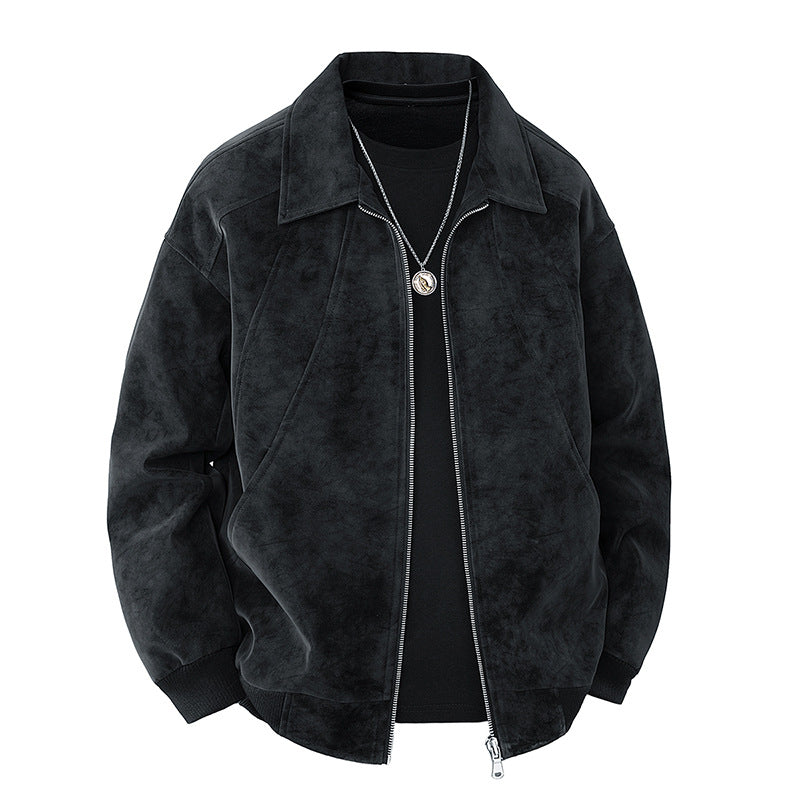Trendige Wildleder-Jacke mit Reverskragen