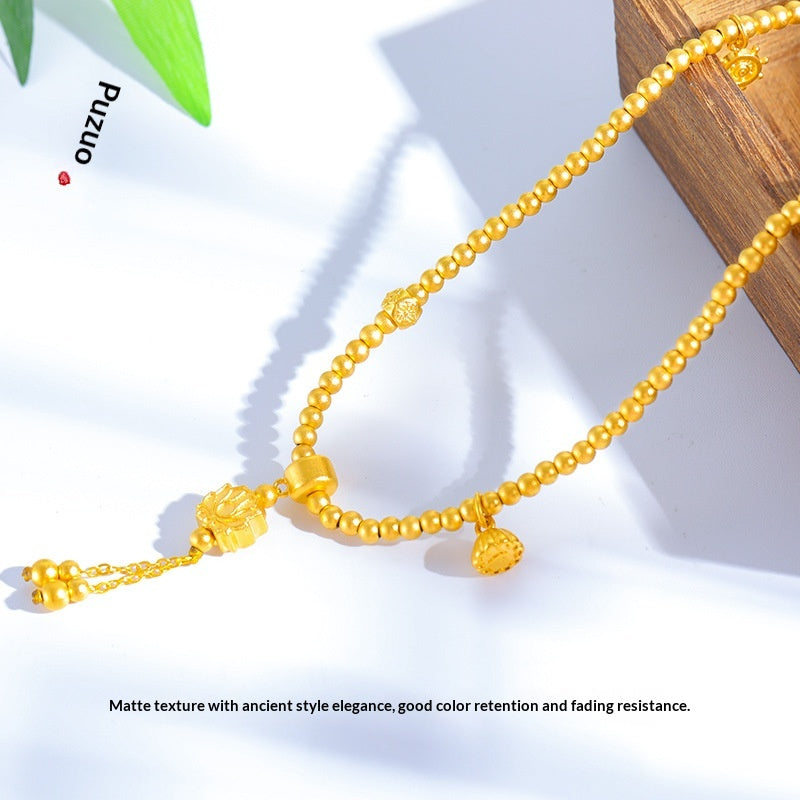 Mattes Gold Sand Dreifach-Armband