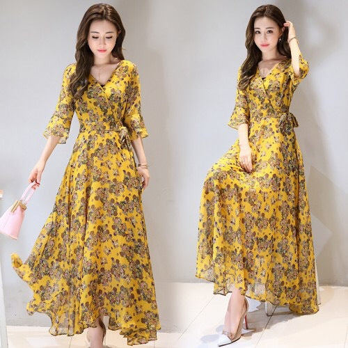Sommerliches Chiffonkleid mit Blumenprint