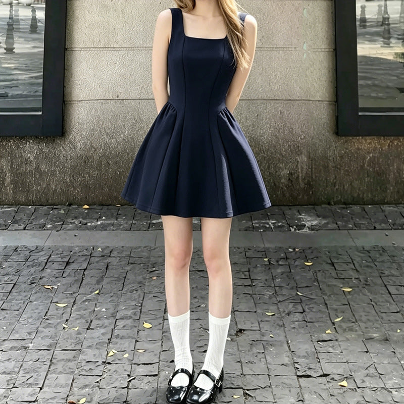 A-Linien Trägerkleid mit Taillenschnürung
