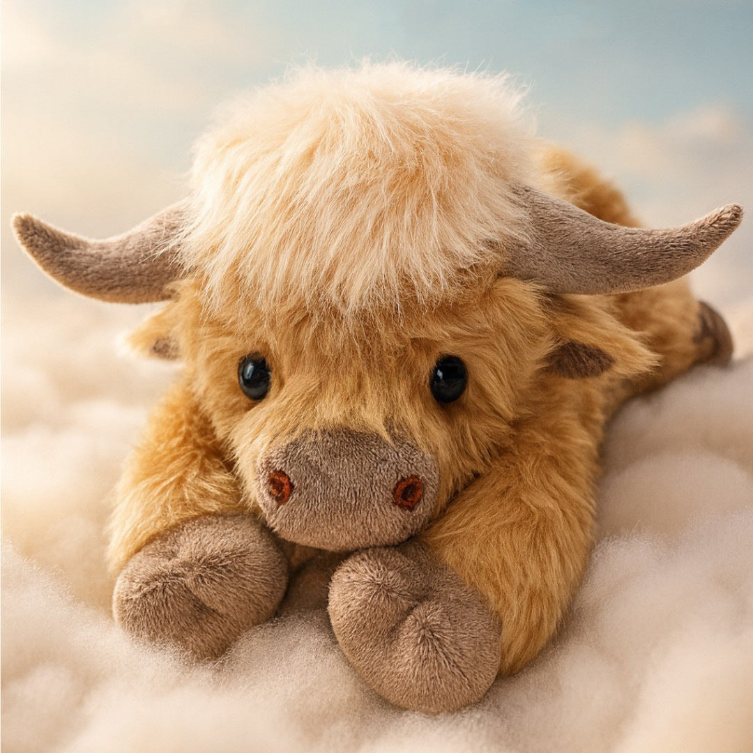 Cartoony Highland-Cow-Plüsch