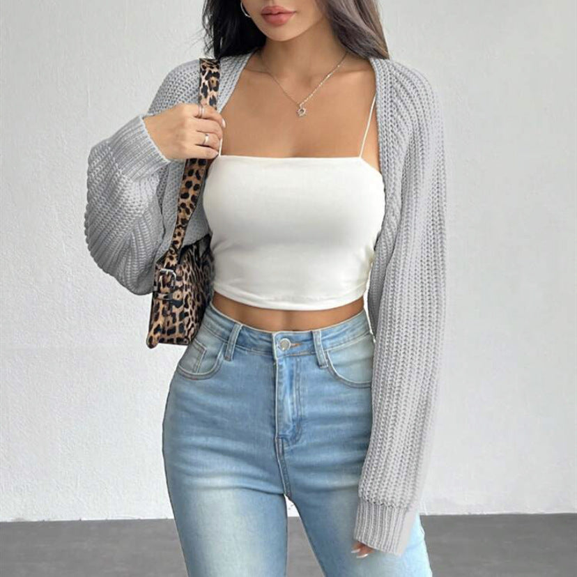 Gerippter Cardigan mit Schalkragen