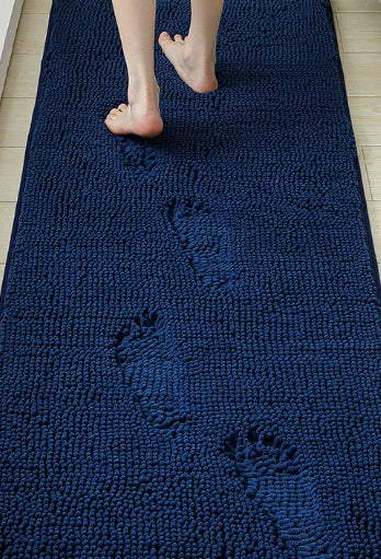 Chenille Badteppich Saphirblau