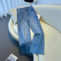 Vintage Blue Rose Bestickte Jeans